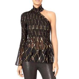 ALC One-Sleeve Sparkly Top